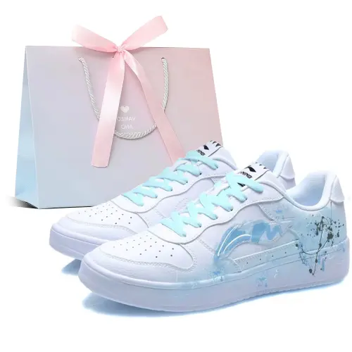 Li Ning Floating Boat Cushioning Abrasion Resistant Low top Skateboard Shoes Men's White