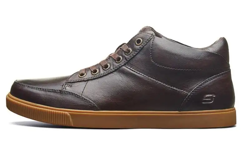 Skechers Volden Cow Leather Low top Casual Skate Shoes Chocolate