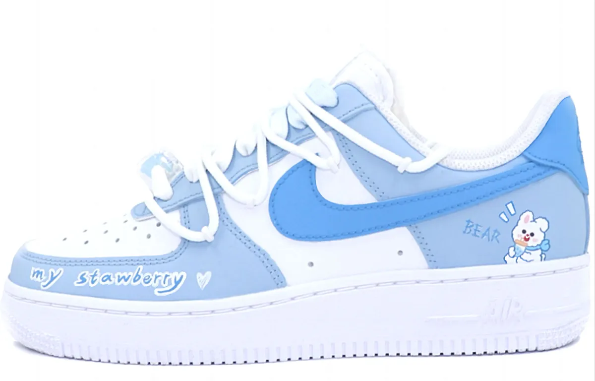 Nike Air Force 1 Skateboard Shoes Women's Low Top Blue/White