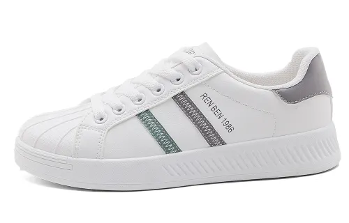 RENBEN Low top Skateboard Shoes Women's White Gray