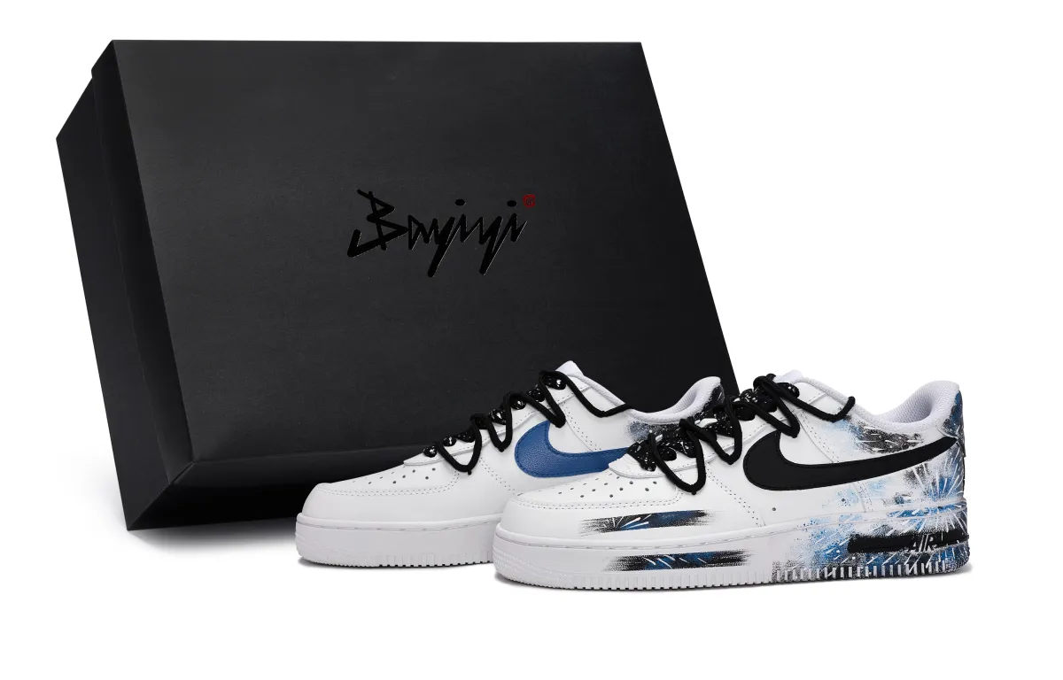 Nike Air Force 1 811 Manufacturing, Instant Blossom, Special Shoe Box Low top Skateboard Shoes Unisex White Black Blue