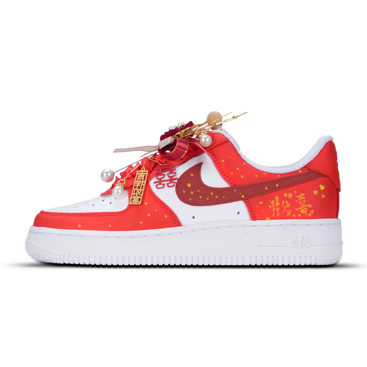 Nike Air Force 1 Joyful Slip Resistant Abrasion Resistant Low top Skateboard Shoes Unisex Red