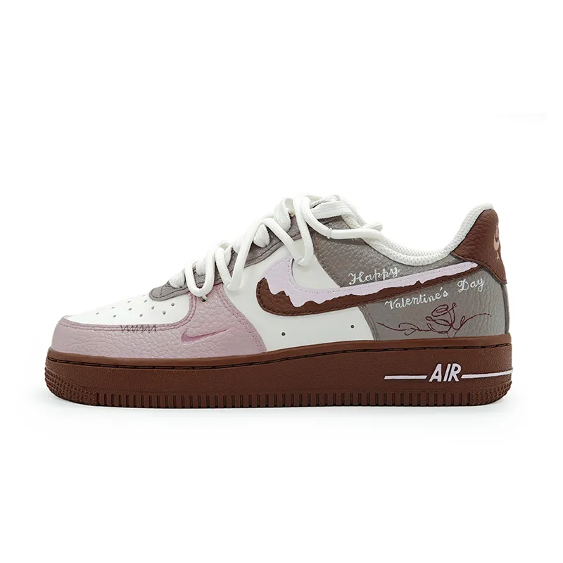 Nike Air Force 1 REGO Hot Dog Thermal Abrasion Resistant Low top Skateboard Shoes Unisex White Pink Brown Gray