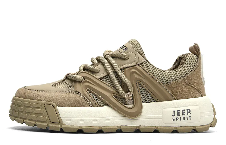 JEEP SPIRIT Unlined Mesh Breathable Low top Skateboard Shoes Men's Natural Deer