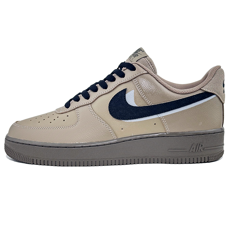 Nike Air Force 1 Coverage Abrasion Resistant Low top Skateboard Shoes Unisex Brown Black Gray