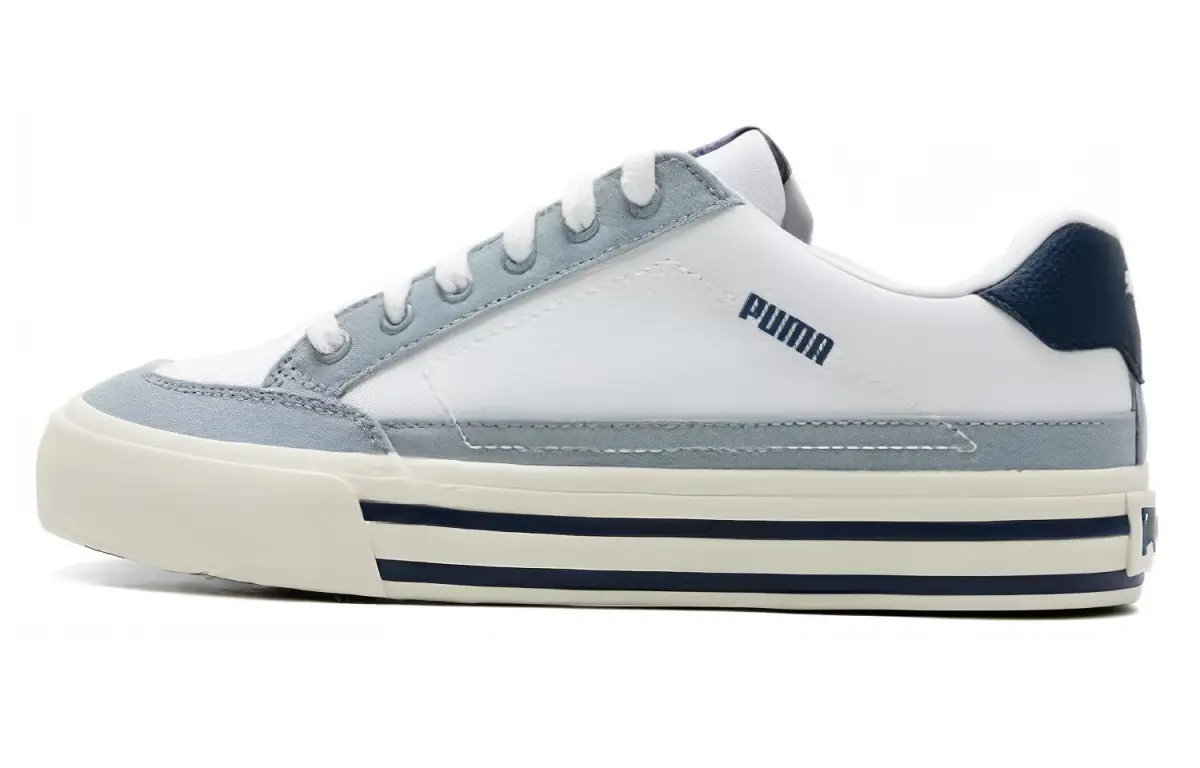 PUMA Court Classic Vulc Canvas Low top Skateboard Shoes Unisex White Blue