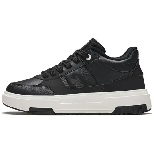 Anta Fleece Lined Comfortable Slip Resistant Abrasion Resistant Mid top Skateboard Shoes Men's Black White