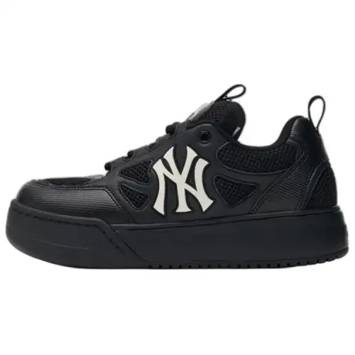 MLB Chunky Wide Slip Resistant Abrasion Resistant Low top Skateboard Shoes Unisex Black