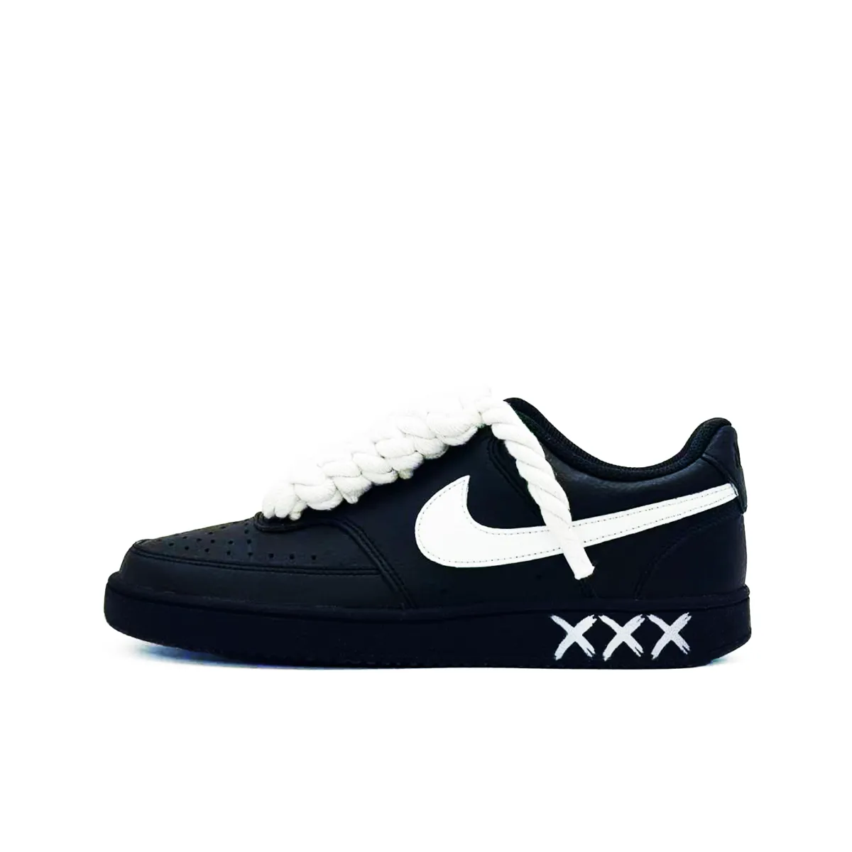 Nike Court Vision Low Slip Resistant Abrasion Resistant Low top Skateboard Shoes Unisex Black White