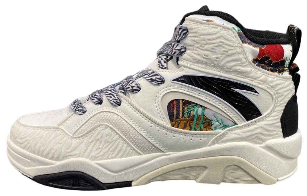 Anta Flame Slip Resistant Abrasion Resistant High top Skateboard Shoes Men's Ivory White Like Bamboo, Broken Apart