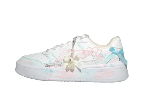 Li Ning Floating Boat Synthetic Leather Cushioning Abrasion Resistant Low top Skateboard Shoes Women's White