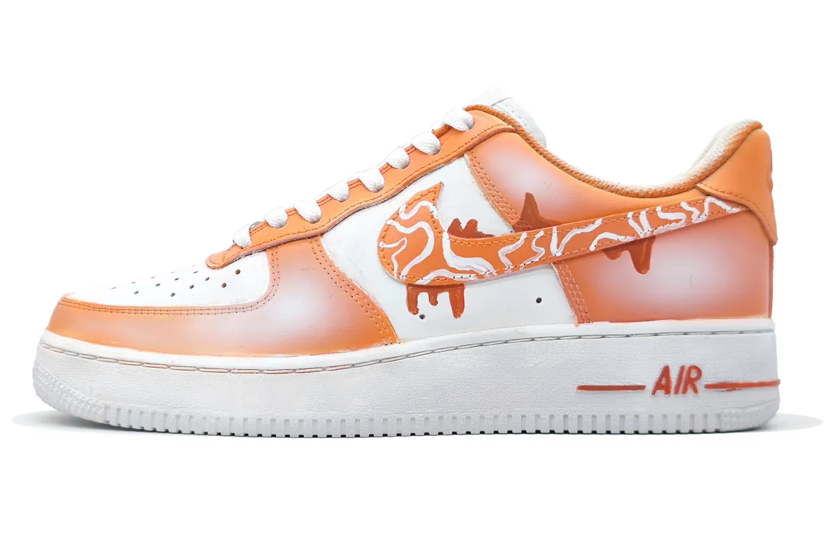 Nike Air Force 1 Slip Resistant Abrasion Resistant Low top Skateboard Shoes Unisex White Orange