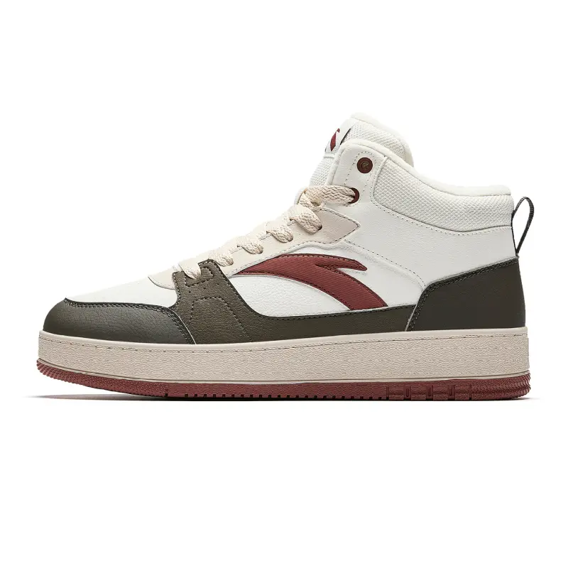Anta First Layer Leather Upper High Top, Casual Fashion, Campus Commute, Thermal Fleece Lined, Cushioning Comfortable