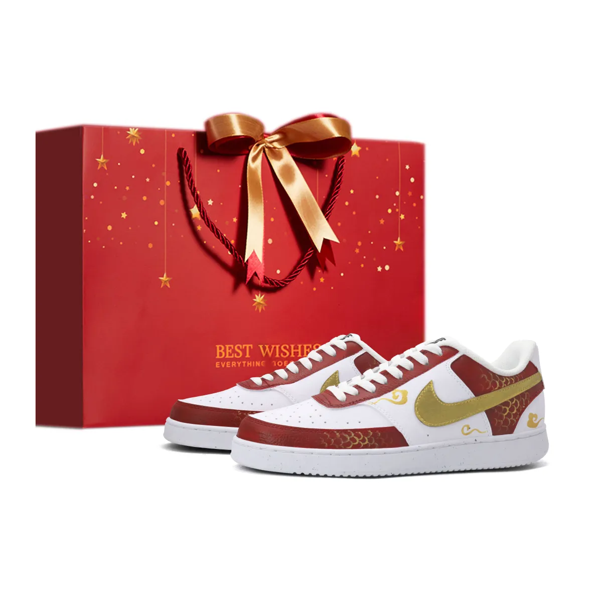 Nike Court Vision Golden Scale Prosperity, Year Of The Snake Slip Resistant Abrasion Resistant Low top Skateboard Shoes