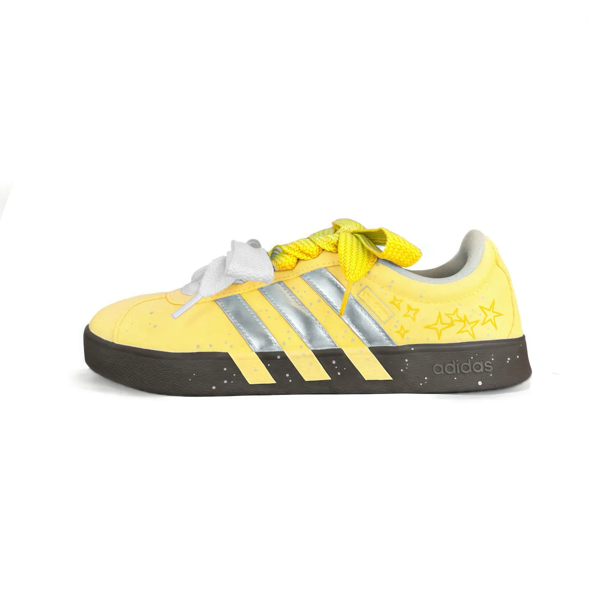 Adidas VL COURT 2.0 Cushioning, Wear Resistant Low top Skateboard Shoes Unisex Silver Yellow