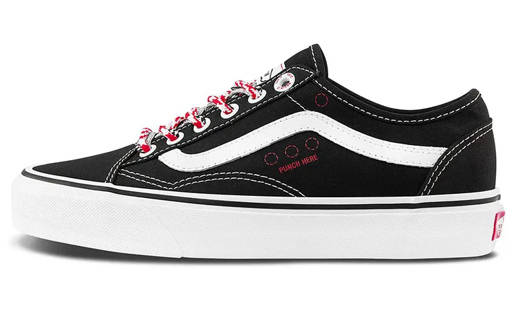 Vans Tapered Canvas Abrasion Resistant Lightweight Breathable Low top Skateboard Shoes Unisex Black White