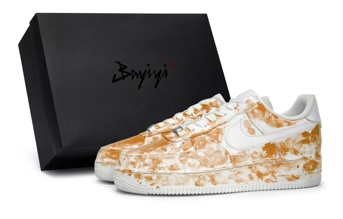 Nike Air Force 1 Sky Halo Iridescent Slip Resistant Low top Skateboard Shoes Unisex White Orange