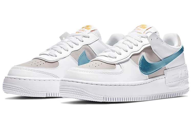 Женские кроссовки Nike Air Force 1 Shadow (бело-серо-синие) — фото 3