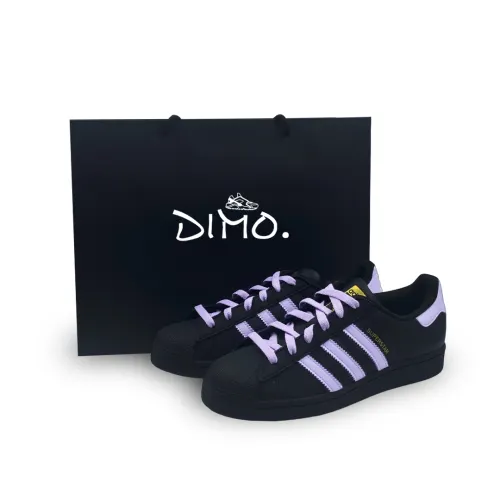 Adidas Originals SUPERSTAR Slip Resistant Abrasion Resistant Low top Skateboard Shoes Unisex Black Purple