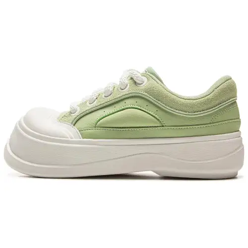 Li Ning Honey Slip Resistant Abrasion Resistant Low top Skateboard Shoes Women's Laurel Green Mist White