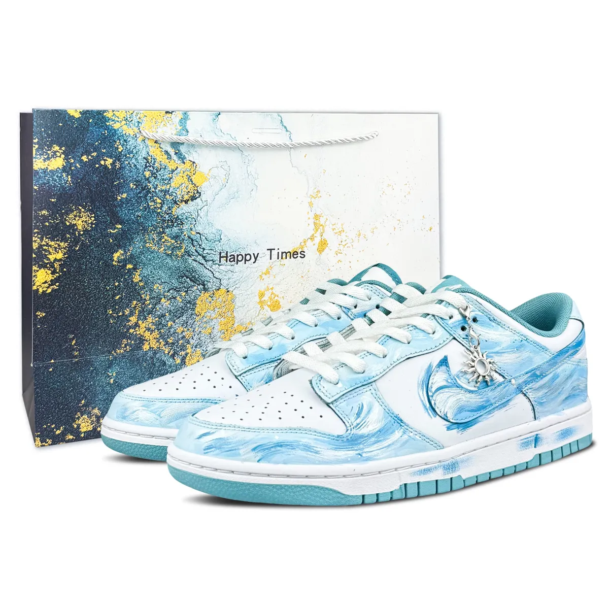 Nike Dunk Low top Skateboard Shoes Unisex White Blue Silver
