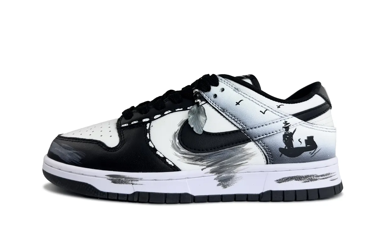 Nike Dunk Floating Light Scenery Abrasion Resistant Low top Skateboard Shoes Unisex Black