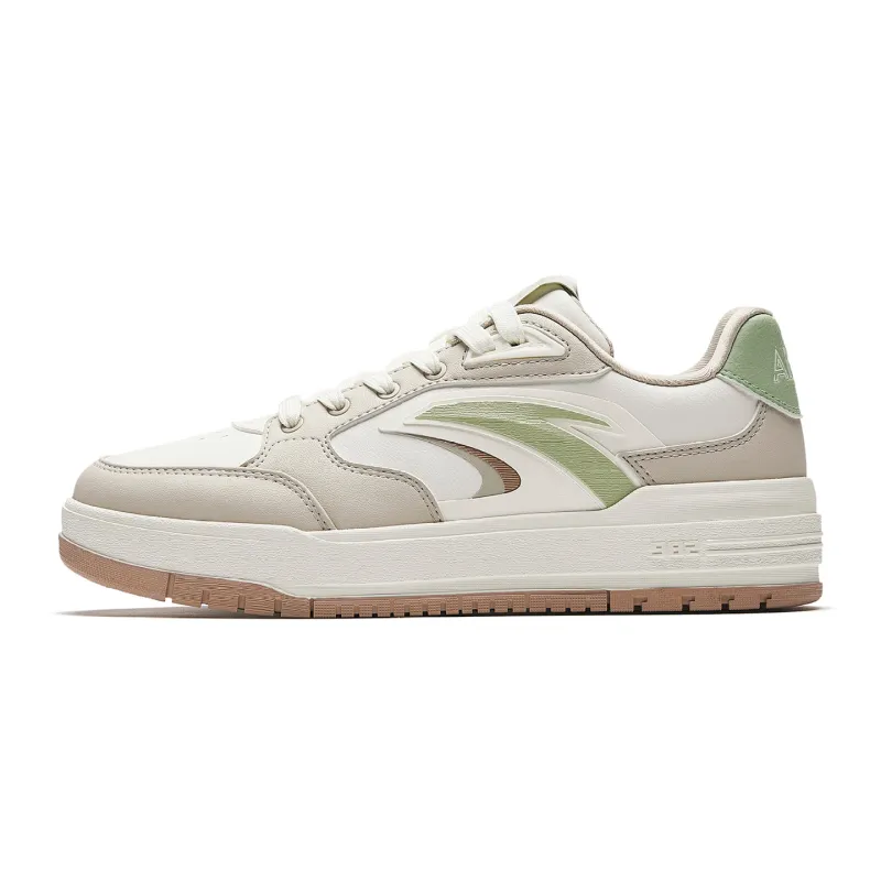 Anta 982 Synthetic Leather Cushioning Abrasion Resistant Breathable Low top Skateboard Shoes Women's Beige