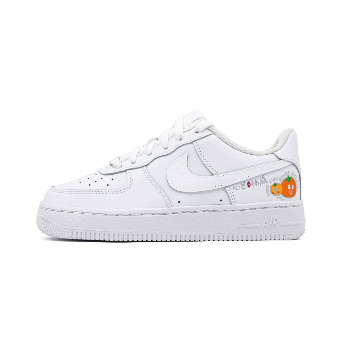 Nike Air Force 1 Slip Resistant Abrasion Resistant Low top Skateboard Shoes Unisex White Orange
