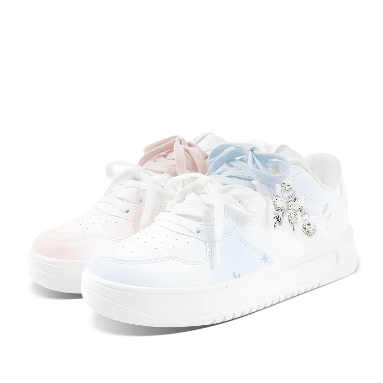 Anta Easy Low top Skateboard Shoes Women's Blue Pink Mismatched