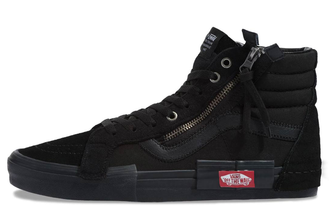 Vans SK8 Reissue Decon Cap suede deconstruction zipper casual high-top sneakers men and women same style Black Warrior