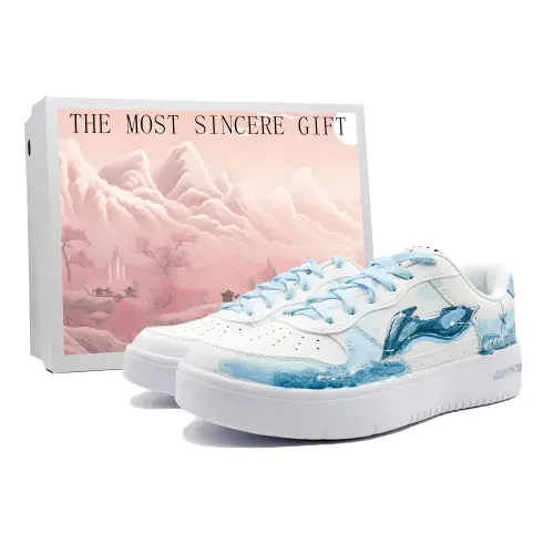 Li Ning Floating Boat Slip Resistant Abrasion Resistant Low top Skateboard Shoes Men's Blue White