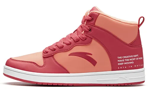 Anta Trendy High top Skateboard Shoes Women's Ice Pink Red
