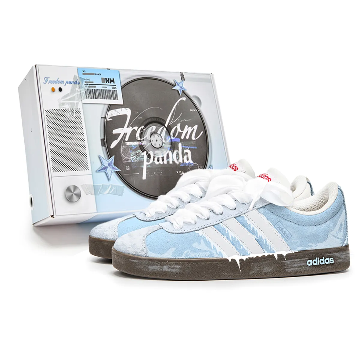 Adidas VL COURT 2.0 Free Panda, Box, Training Cone Slip Resistant And Breathable Slip Resistant And Breathable Low top