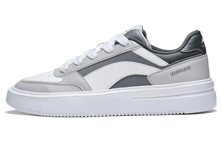 Li Ning Starlight Slip Resistant Abrasion Resistant Low top Skateboard Shoes Men's Gray White