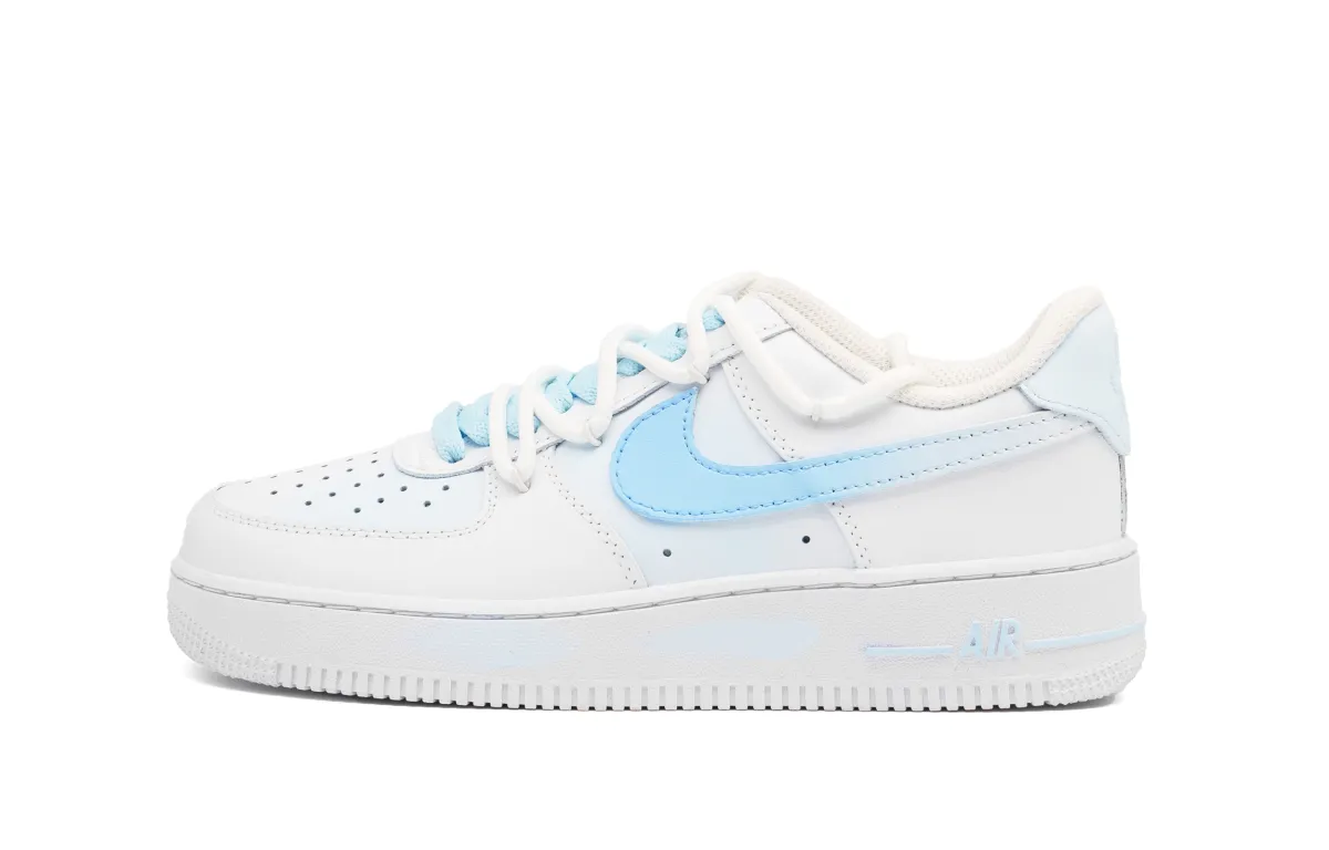 Nike Air Force 1 Cushioning Abrasion Resistant Low top Skateboard Shoes Unisex White Blue