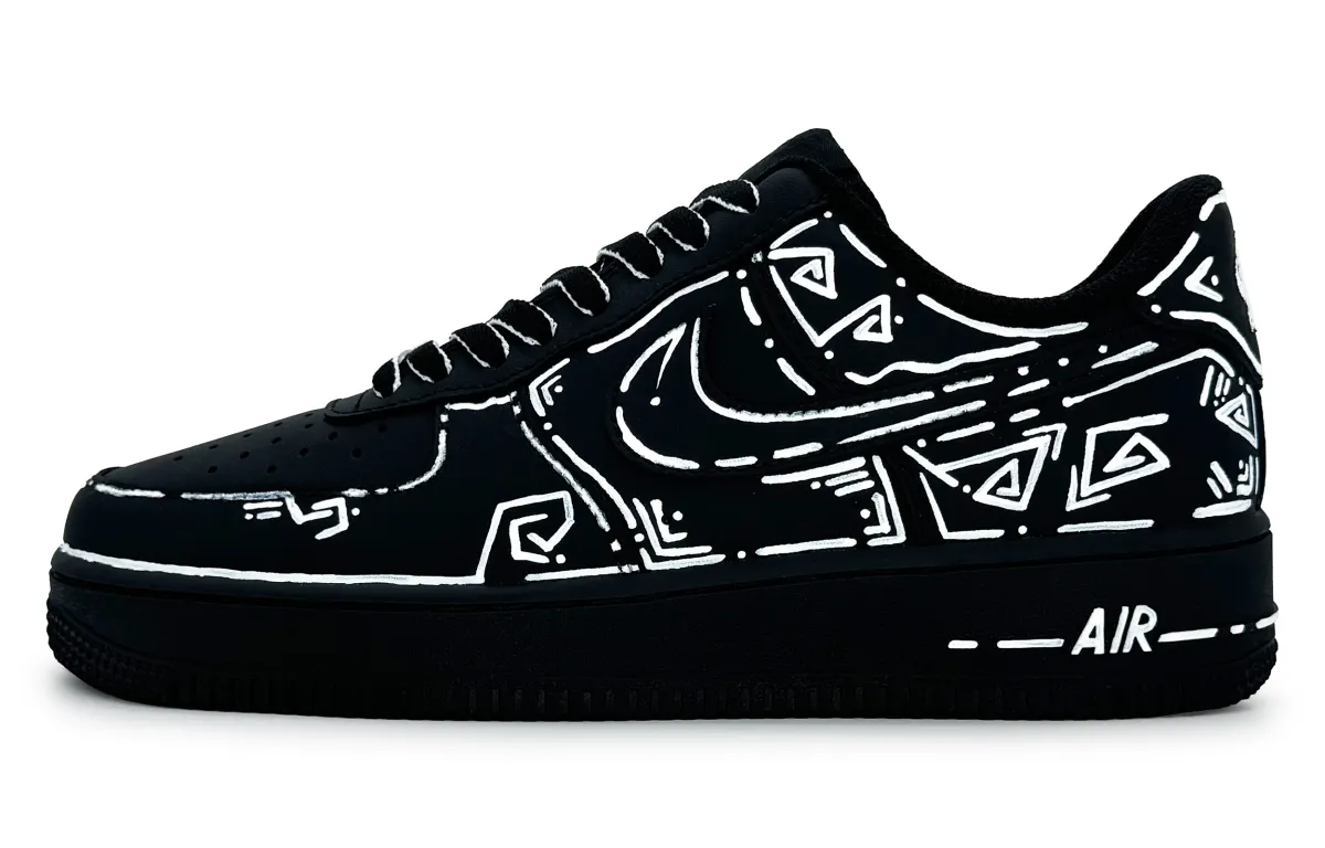 Nike Air Force 1 Slip Resistant Abrasion Resistant Low top Skateboard Shoes Unisex Black White