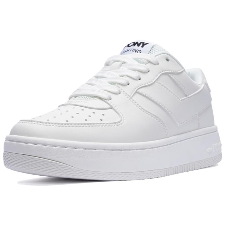 Pony Lighting Slip Resistant Cushioning Abrasion Resistant Low top Skateboard Shoes Unisex White