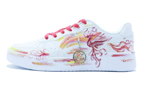 Li Ning Sycee Slip Resistant Cushioning Abrasion Resistant Low top Skateboard Shoes Men's White Red Yellow