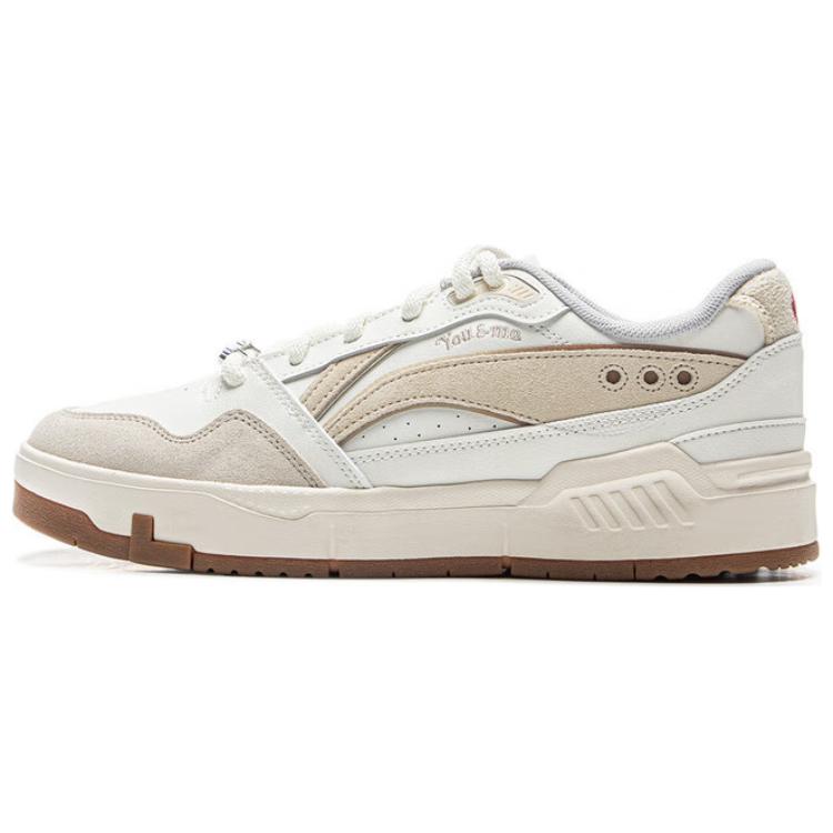 Li Ning Common 80s Slip Resistant Abrasion Resistant Low top Skateboard Shoes Men's White Beige