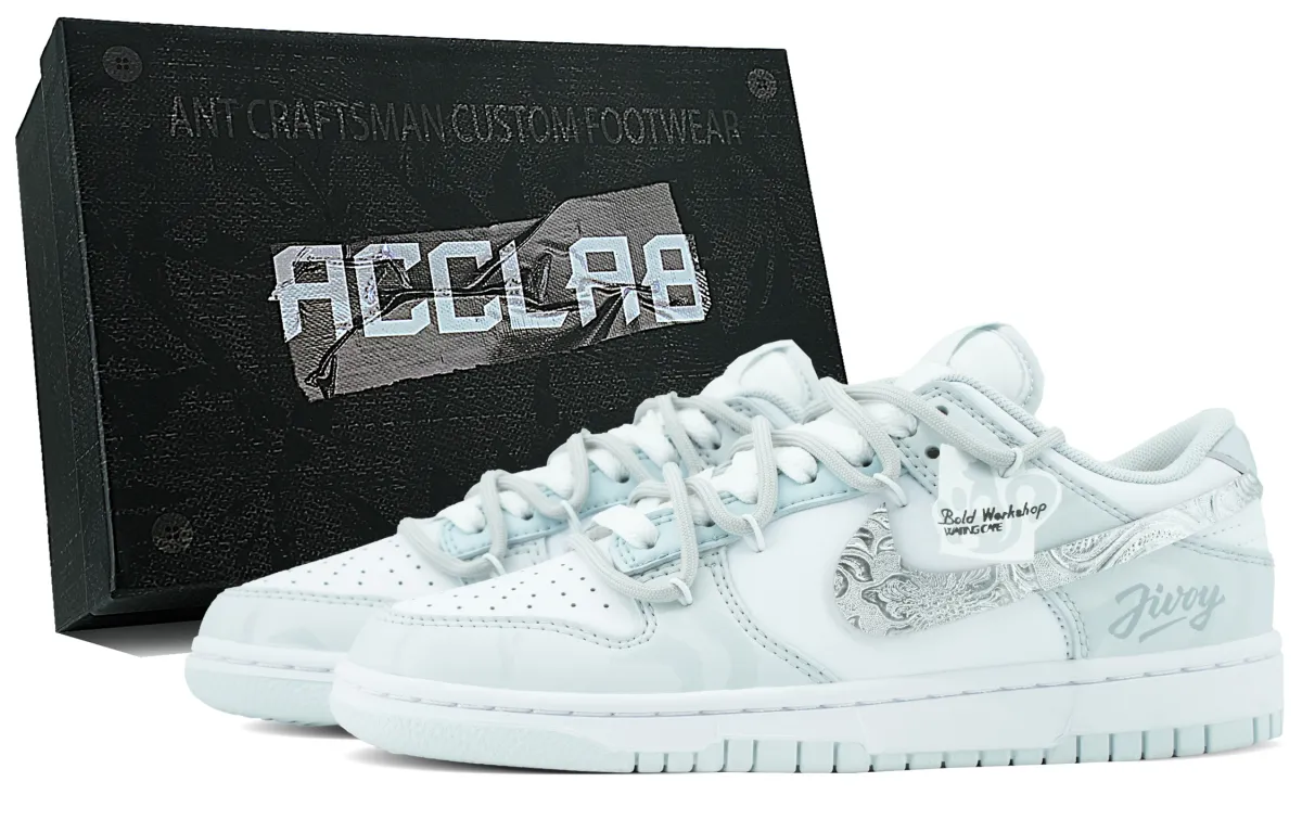 Nike Dunk Slip Resistant Abrasion Resistant Low top Skateboard Shoes Unisex Gray White