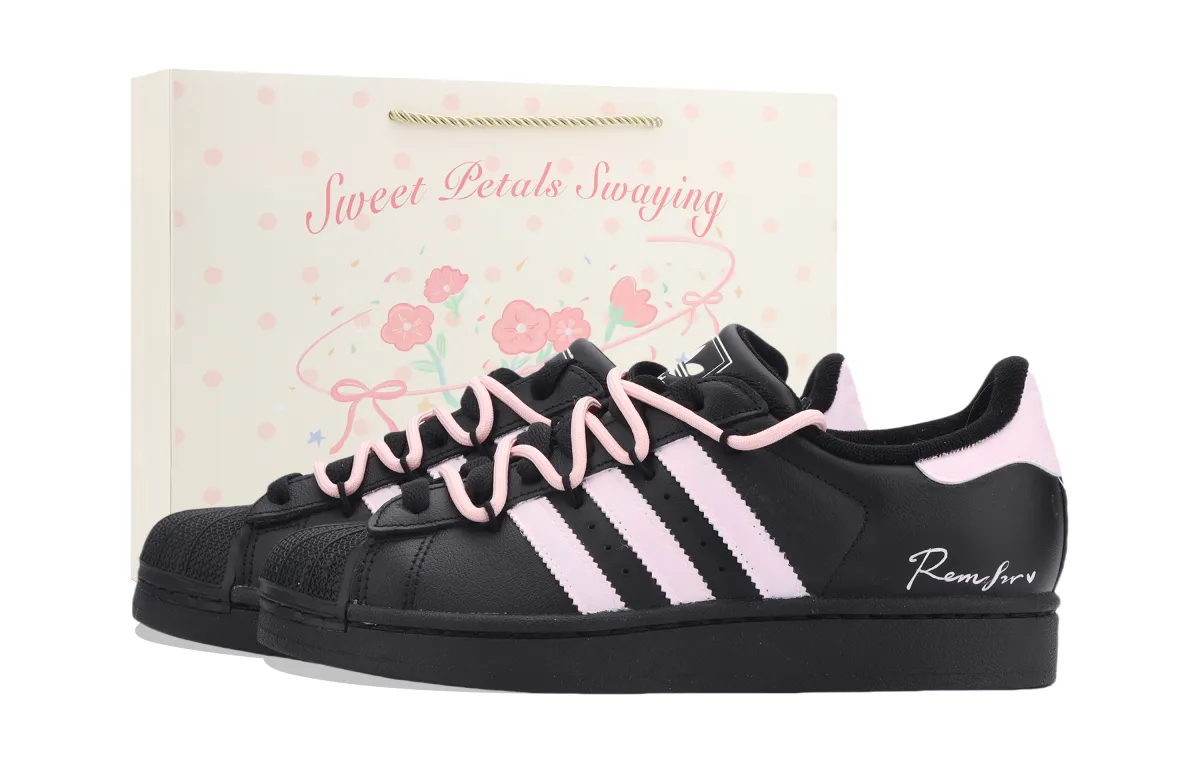 Adidas Originals SUPERSTAR Skateboard Shoes Unisex Low Top Black/Pink