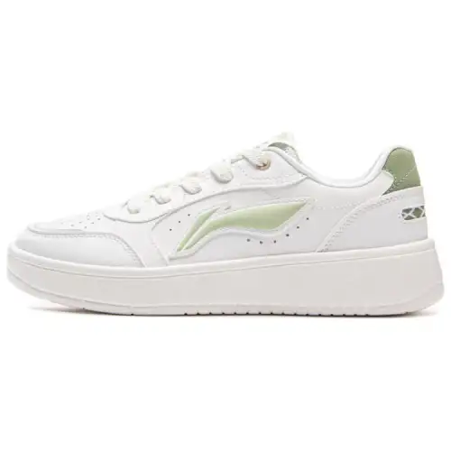 Li Ning Sycee Pure Slip Resistant Abrasion Resistant Low top Skateboard Shoes Women's White Green