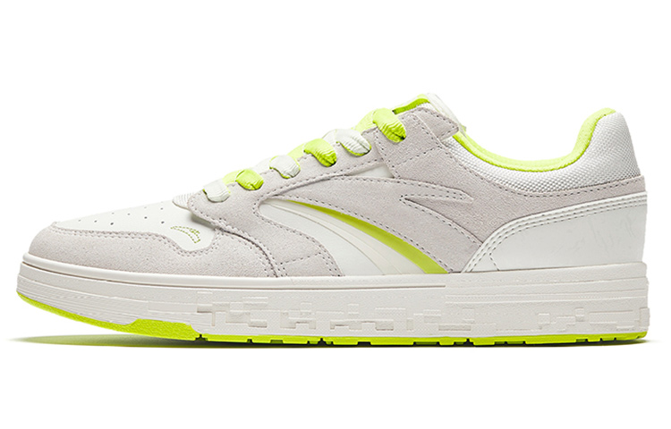 Anta Street Naughty Green Apple Slip Resistant Cushioning Lightweight Low top Skateboard Shoes Men's White Yellow