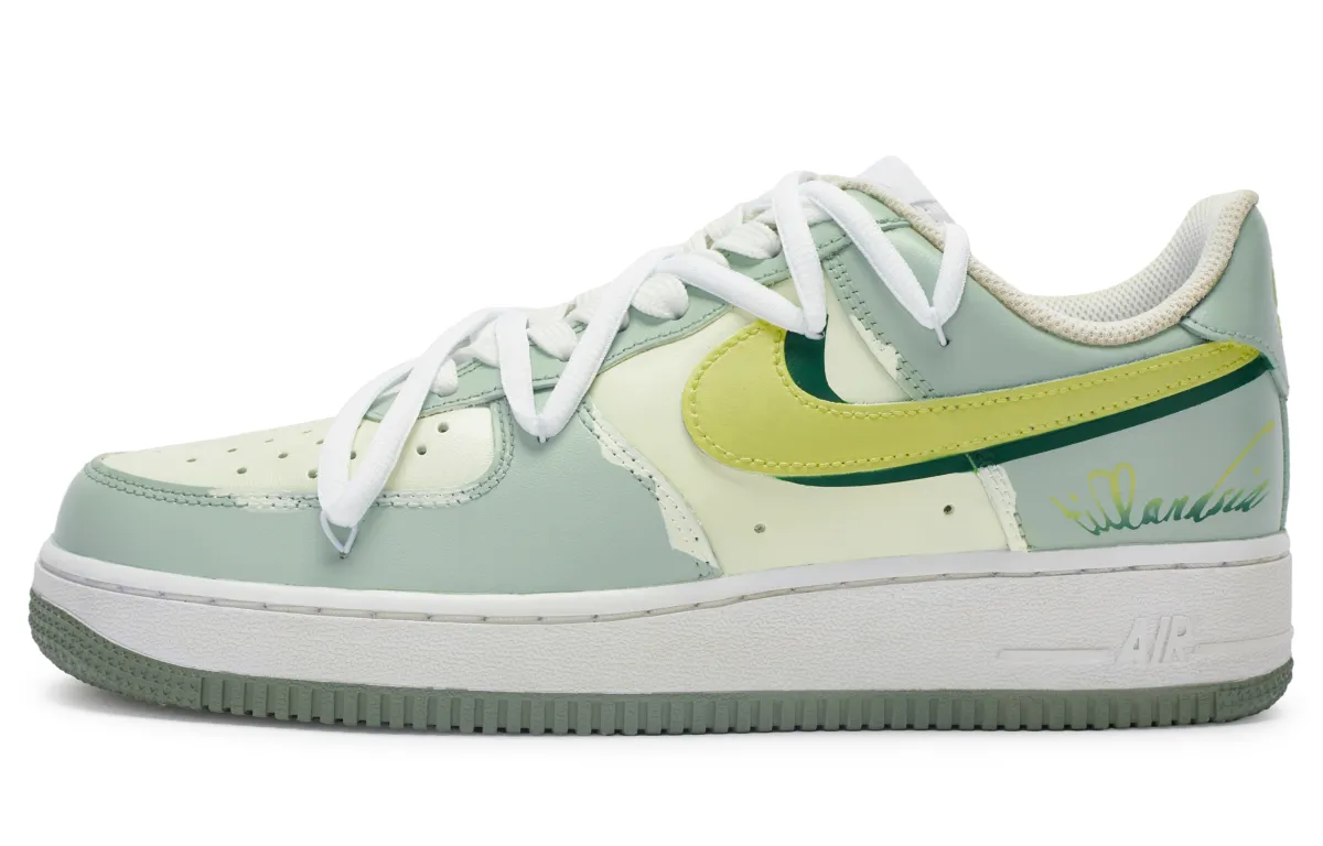Nike Air Force 1 Low top Skateboard Shoes Men's Beige Yellow Green