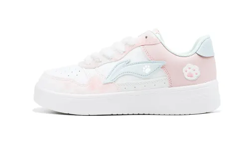 Li Ning Floating Boat Slip Resistant, Abrasion Resistant, Breathable Low top Skateboard Shoes Women's Pink Blue