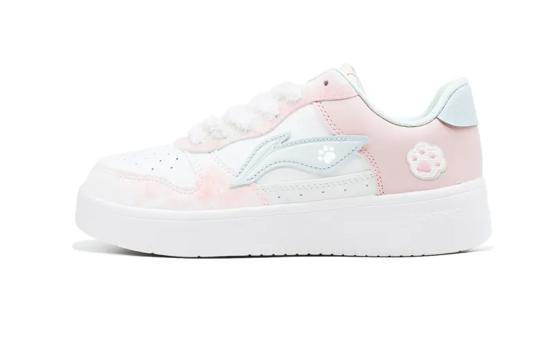 Li Ning Floating Boat Slip Resistant, Abrasion Resistant, Breathable Low top Skateboard Shoes Women's Pink Blue