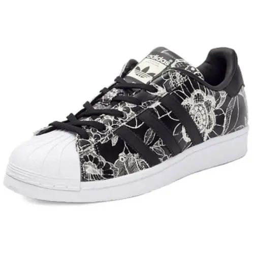 Adidas Superstar Black Flower Print Women's