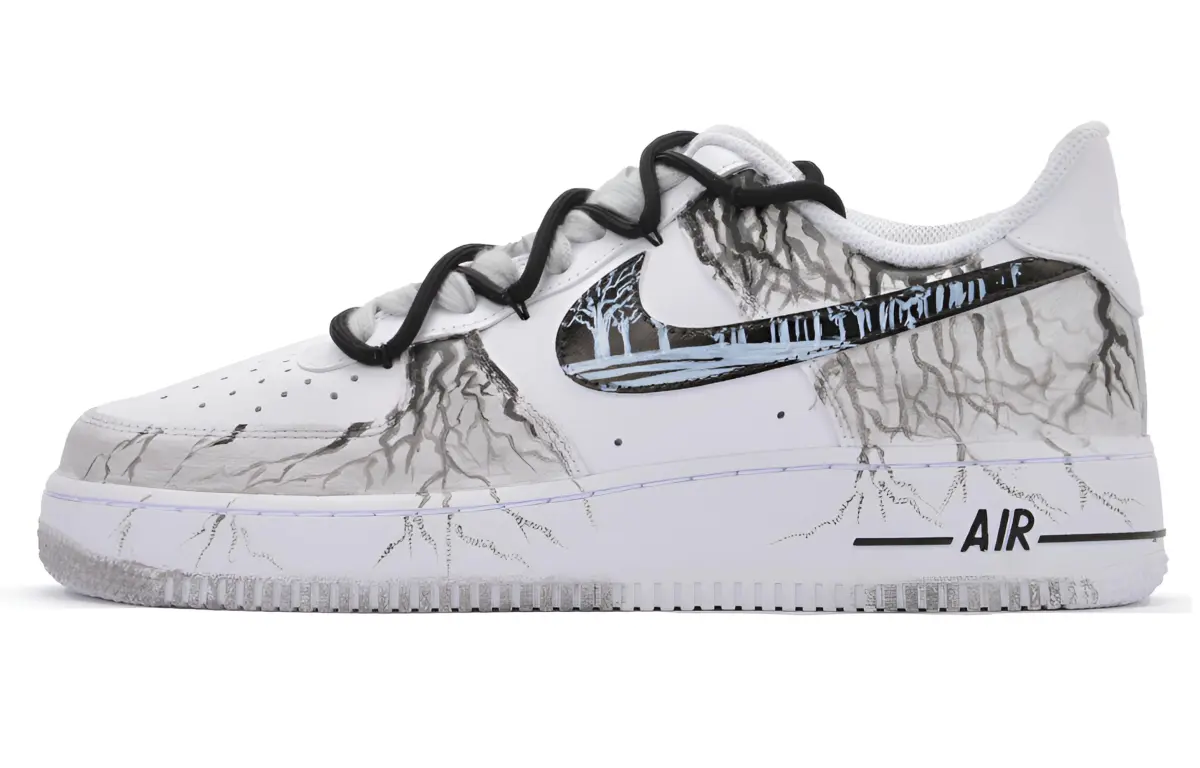 Nike Air Force 1 Cushioning Abrasion Resistant Cushioning, Wear Resistant Low top Skateboard Shoes Unisex Black White