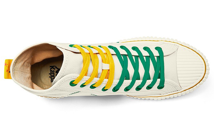 Kappa Fabric Coverage Slip Resistant High top Skateboard Shoes Unisex White