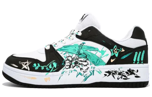 Anta Life Collection Slip Resistant, Abrasion Resistant, Lightweight Low top Skateboard Shoes Unisex Black White Green